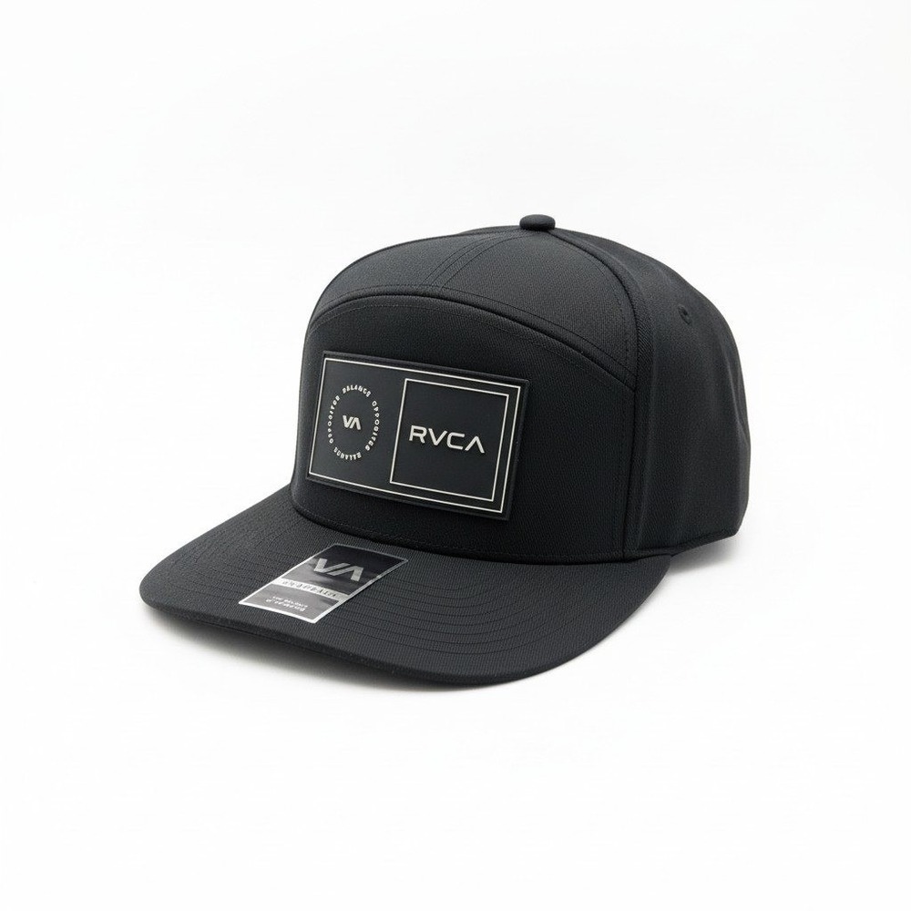 RVCA Franco Adjustable Hat Black 7-Panel Snapback VA Balance of Opposites NEW